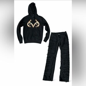 Black Hoodie with Camouflage Deer Logo